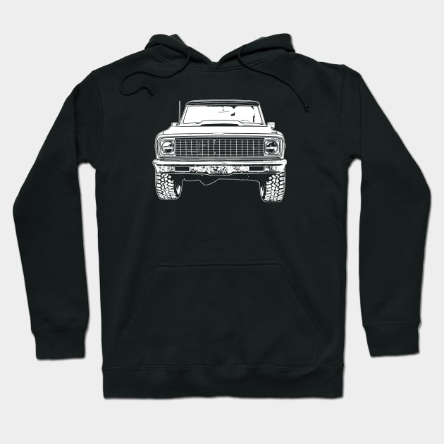 White Chevy K5 Blazer Sketch Art Hoodie by DemangDesign